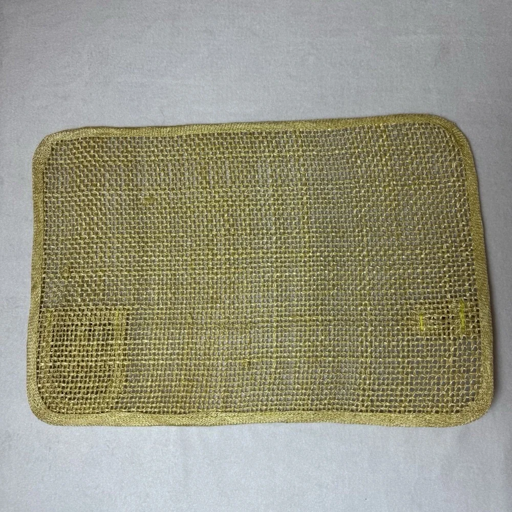 4 Natural Woven Placemats With Utensil Pocket And Napkin Loop Wood Accent Boho